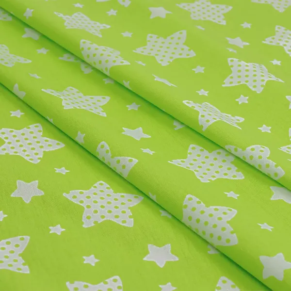 Cotton fabric "Stars in peas" lime 150cm (140g/m2) 155177