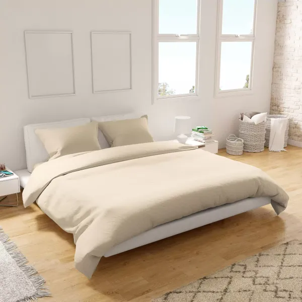 Family Satin Bedding Set Beige 181370