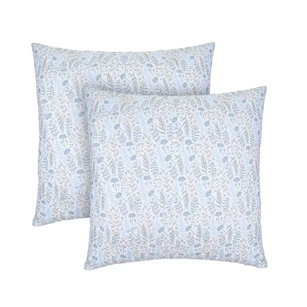 Set of 2 Cotton Pillowcases Home Line Blooming Herbs Blue 70x70 cm 183288