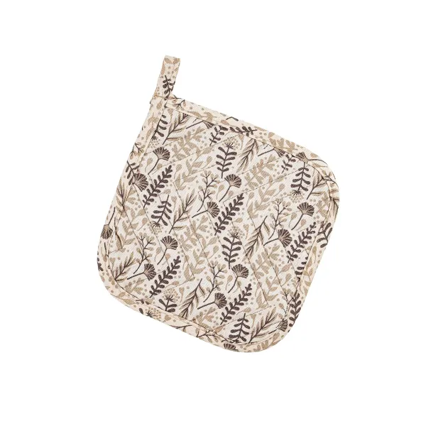 Cotton Canvas Pot Holder Home Line  Blooming Herbs Chocolate 20x20cm 182481