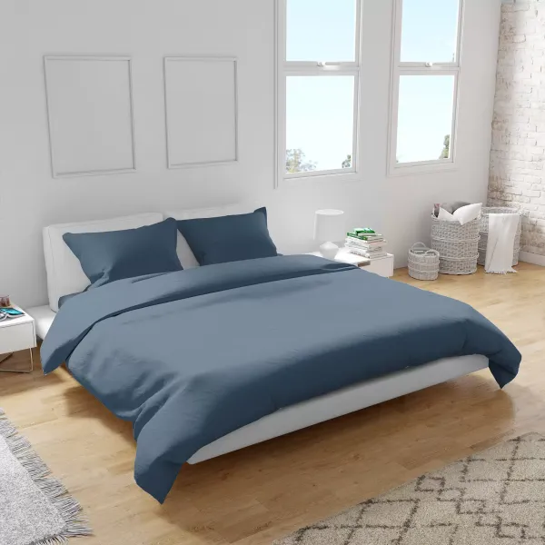 Double Satin Bedding Set Blue 181381