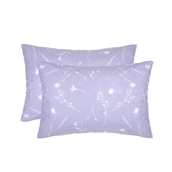 Set of 2 Cotton Pillowcases Home Line Cornflowers White on Lavender 50x70 cm 173298