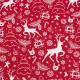 Half panama printed "New Year" red 145cm (205g/m2) 159309 (153) small