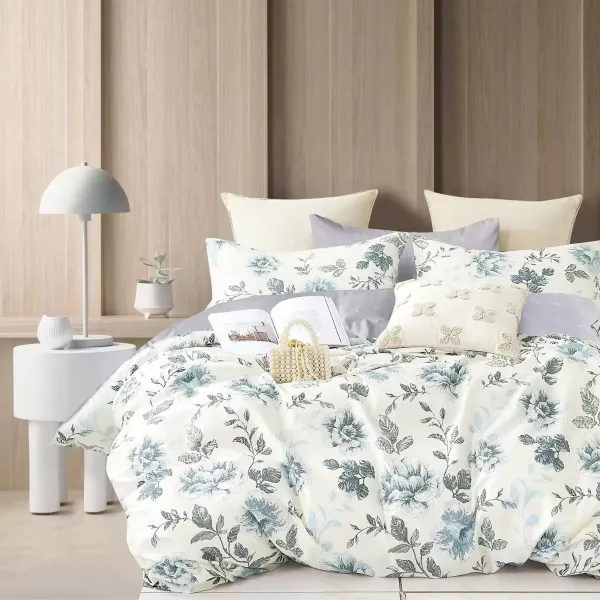 Double Satin Bedding Set Home Line Kvitkovy Blues 182995