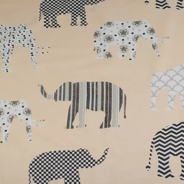 Printed Cotton Poplin Elephants Beige width 150cm (105g/m2) 154981