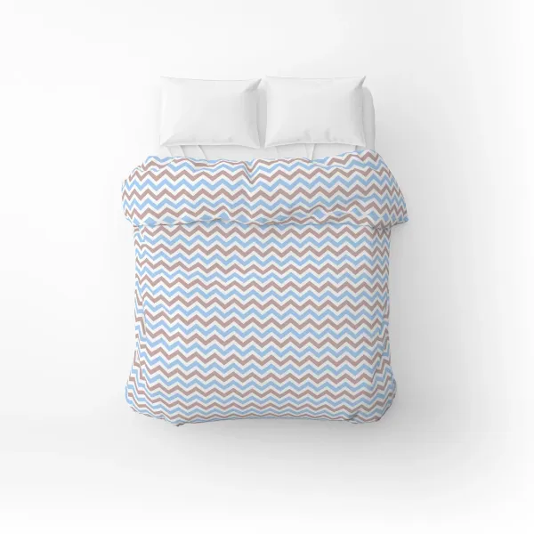 Cotton Duvet Сover Home Line Zig Zag Blue Brown 145x215 cm 175860