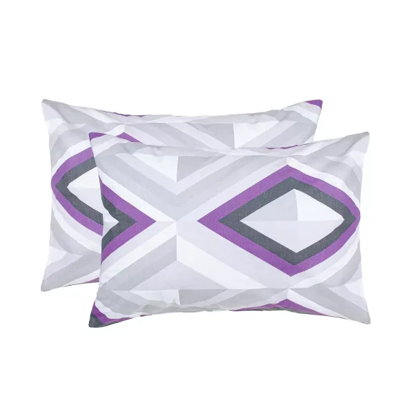 Calico pillowcases (2 pcs.) &quot;Kaleidoscope&quot; (grey-violet/dark gray) 50x70 cm 174453