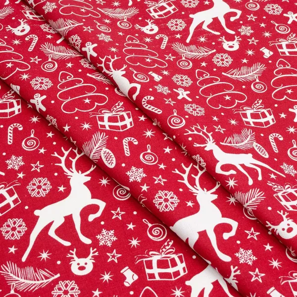 Half panama printed "New Year" red 145cm (205g/m2) 159309