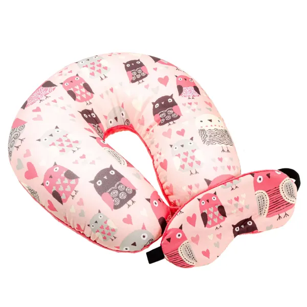 Home Line travel pillow and eye patch "Pink Owls" 30x30cm 179149