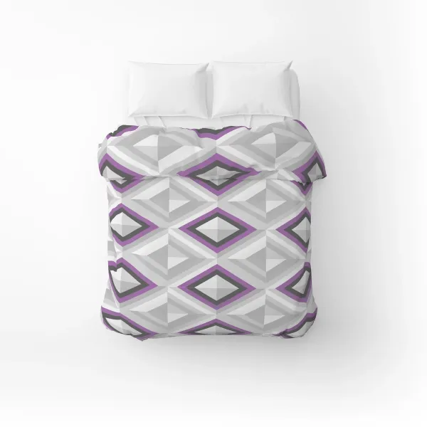 Home Line calico duvet cover &quot;Kaleidoscope&quot; (gray-purple/dark gray) 145x215cm 174449