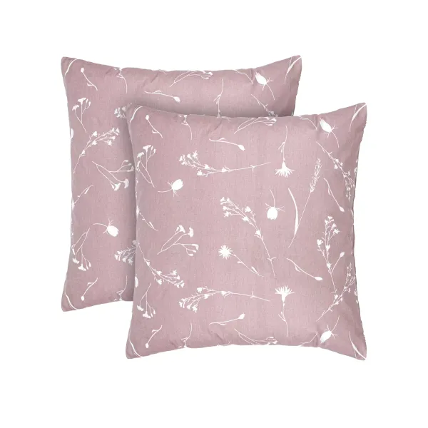 Set of 2 Cotton Pillowcases Home Line Cornflowers Pink Lilac 70x70 cm 183266