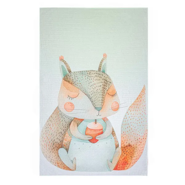 Flat Large Scale Waffle Pique Printed Sheet Home Line  Squirell with an Acorn 145x215 cm 193291