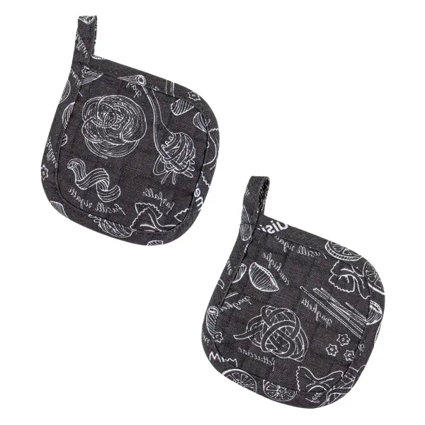 Set of 2 Pot Holders Home Line Pasta Graphite 15x15cm 176799