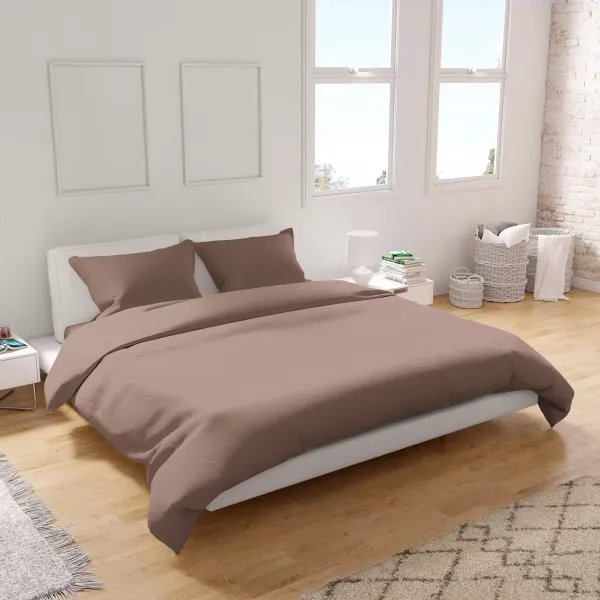 Single Satin Bedding Set Brown 181377