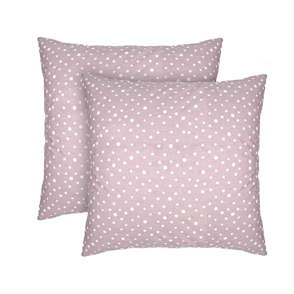Set of 2 Cotton Pillowcases Home Line Pink Peas Purple on White 70x70 cm 183273