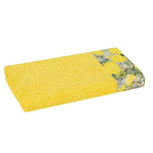 Cotton Terry Towel Home Line with Printed Border 50x90 cm Yellow 188625