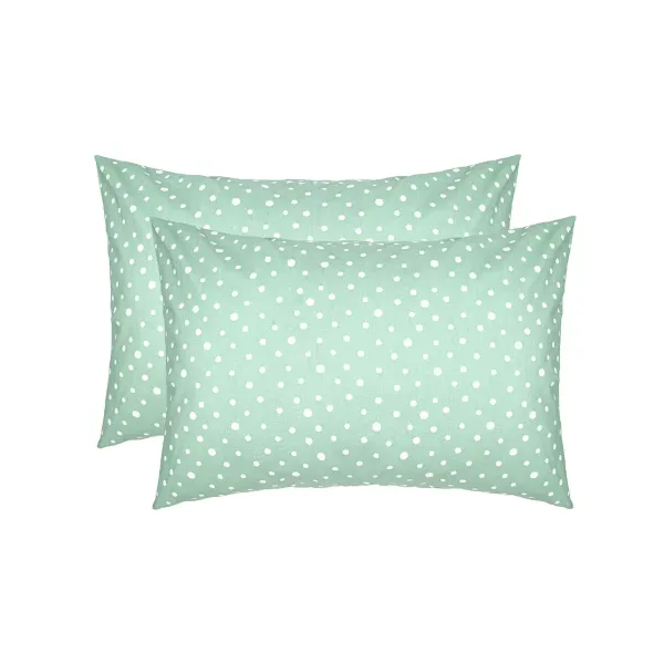 Set of 2 Cotton Pillowcases Home Line Peas White on Green 50x70 cm 178722