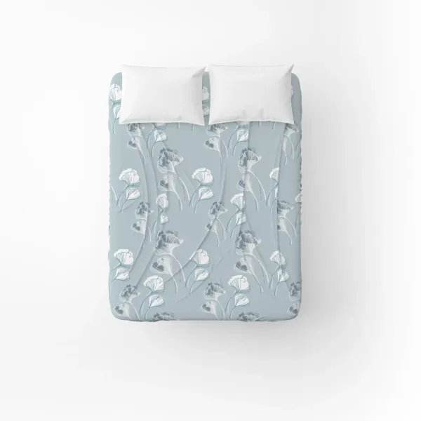 Home Line calico sheet "Gingo biloba gray-blue" 150x215cm 165387