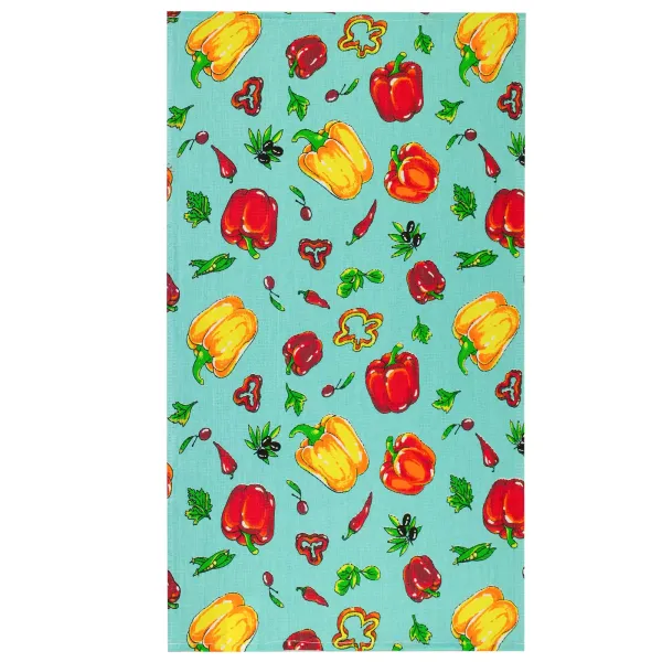 Cotton Waffle Kitchen Towel Home Line Peppers Turquoise 45x70 cm 156068