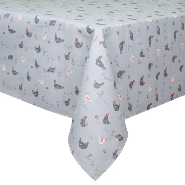 Cotton Canvas Tablecloth Home Line Walking with Chickens Grey 120x150 cm 183919