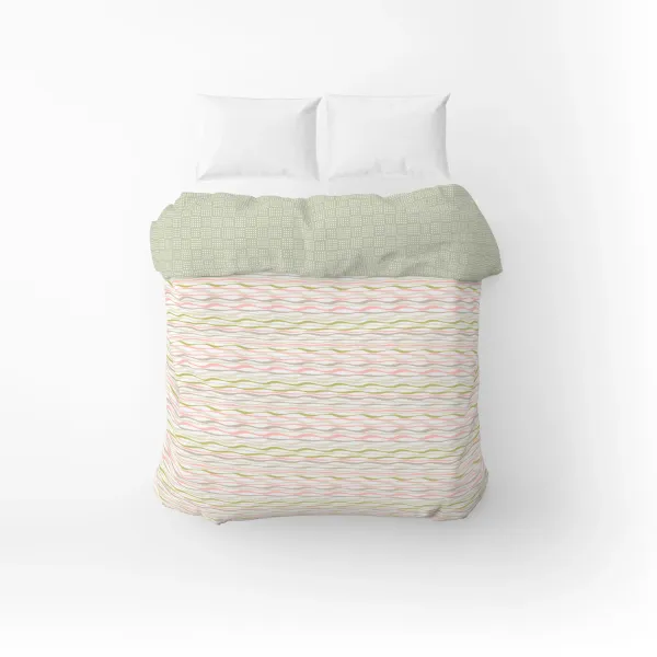 Cotton Duvet Сover Home Line Wave and Beige Checkered 145x215cm 164056
