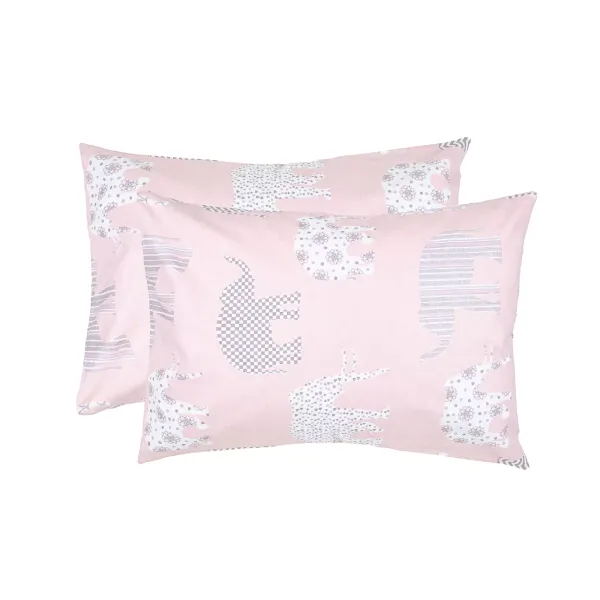 Calico pillowcases (2 pcs.) "Elephants" (pink) 50x70 cm 173781