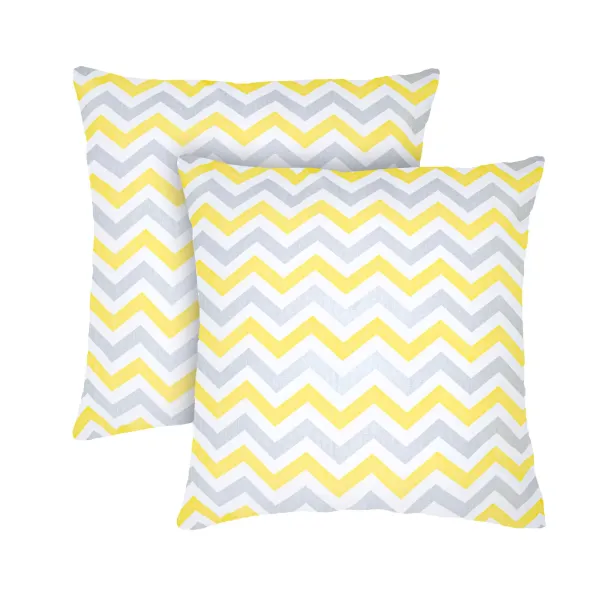 Calico pillowcases (2 pcs.) "Zig zag" (gray-yellow) 70x70 cm 183281