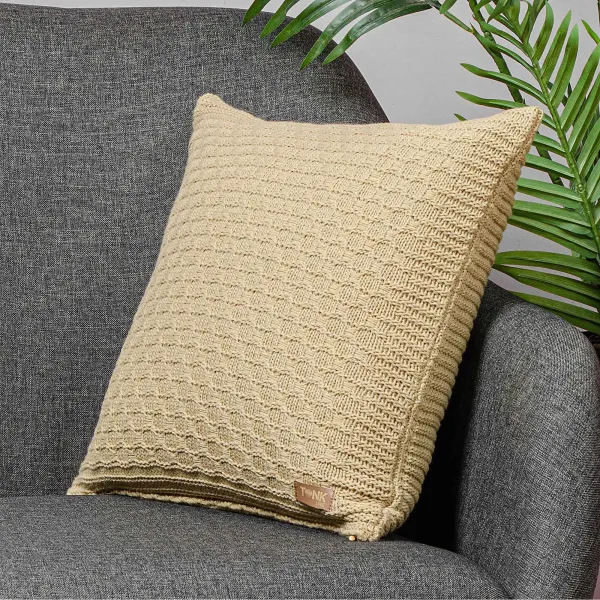 Knitted Wool Blended  Pillowcase Tonk Line Braids Beige 40x40 cm 193271