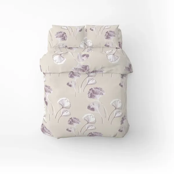 One-and-a-half bed linen set Home Line "Ginkgo Biloba" (beige-purple) 174458