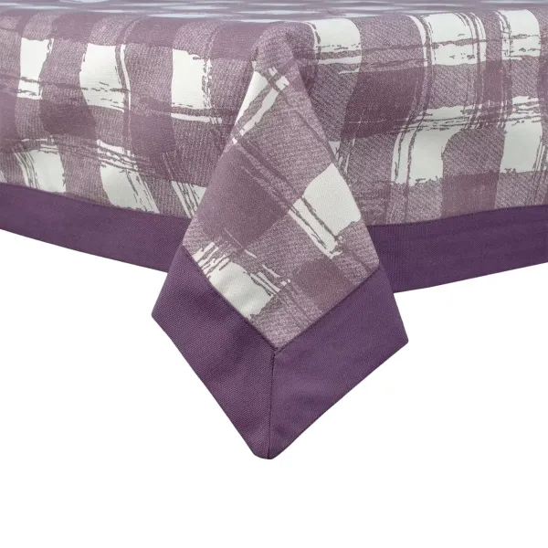 Cotton Canvas Tablecloth Home Line  Checkered with a Purple Frame 140x220cm 161221