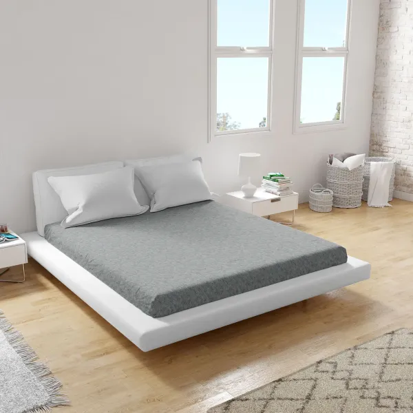 Flat Cotton Bed Sheet Home Line Fine Braids Grey 215x240 cm 187483