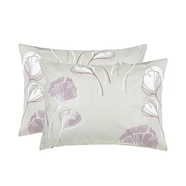 Calico pillowcases (2 pcs.) "Ginkgo Biloba" (beige-lilac) 50x70 cm 174451