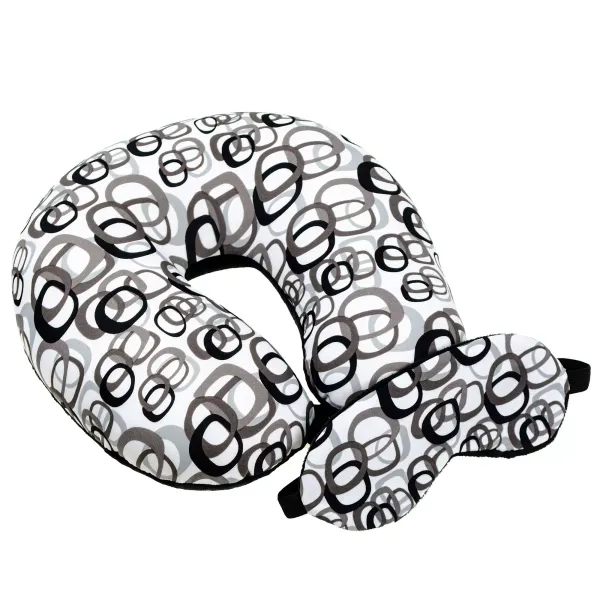 Home Line "White with Coffee Circles" travel pillow and eye patch 30x30cm 179150