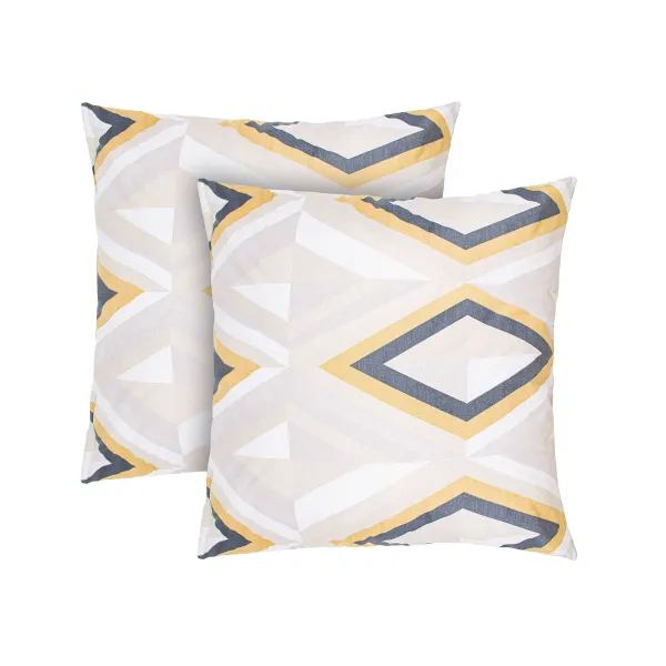 Set of 2 Cotton Pillowcases Home Line Kaleidoscope Beige Graphite 70x70 191515