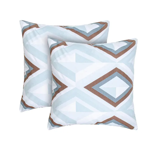 Set of 2 Cotton Pillowcases Home Line Kaleidoscope Gray Blue 70x70 191513
