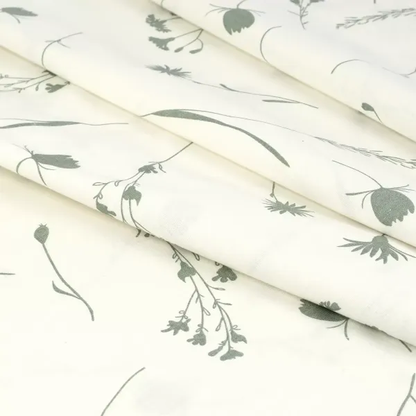 Cotton Calico Print  Cornflowers Grey on White width 150cm (140g/m2) 155482