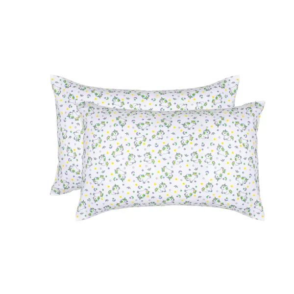 Calico pillowcases (2 pcs.) "Unicorn" (green) 40x60 cm 168892