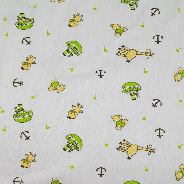 Stuffed poplin &quot;Giraffe and duck&quot; light green 150cm (105g/m2) 153322