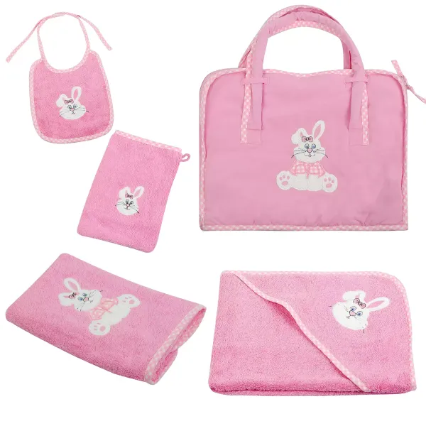 Set of terry towels for bathing 5 pcs. Home Line "Etebir Baby" (pink) 56705