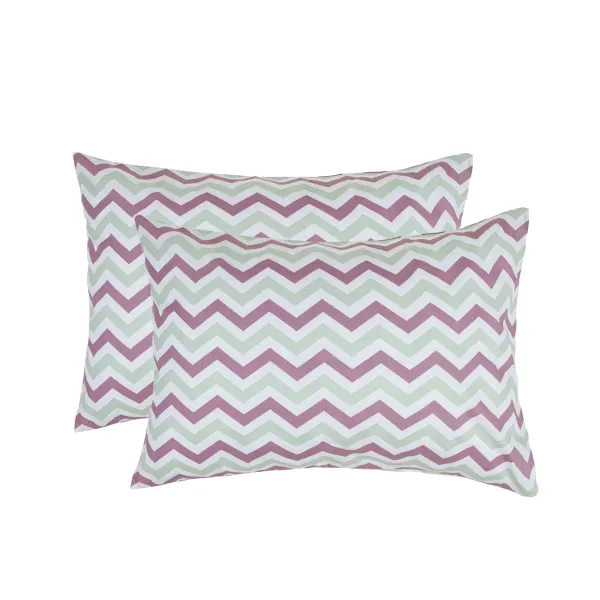 Set of 2 Cotton Pillowcases Home Line Zig Zag Purple Green 50x70 cm 174757
