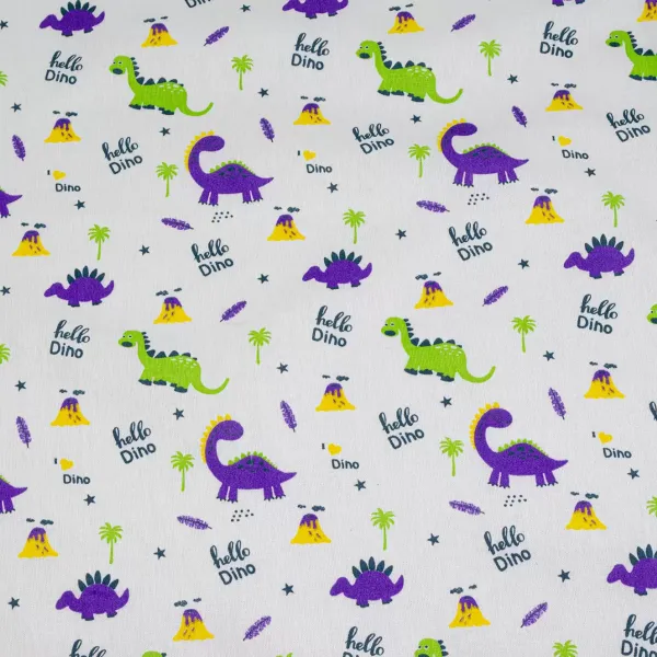 Lilac stuffed "Dinosaurs" lime green 150cm (140g/m2) 154920