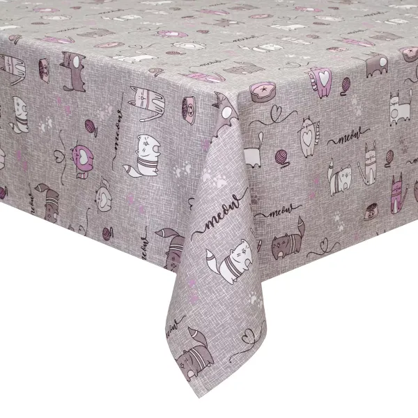 Cotton Canvas Tablecloth Home Line Cats in the Kitchen Grey lilac 150x150 cm 175276