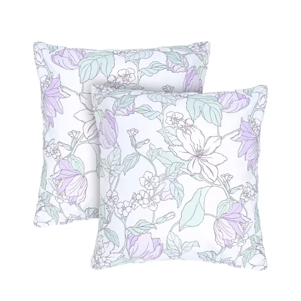 Set of 2 Cotton Pillowcases Home Line Spring Evening Lilac Menthol 70x70 cm 183296