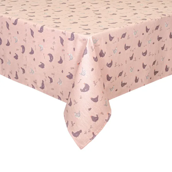 Cotton Canvas Tablecloth Home Line Walking with Chickens Pink 120x150 cm 183701