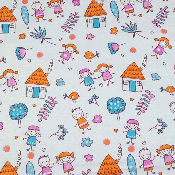 Cotton fabric "Girls and boys" orange 150cm (120g/m2) 154951