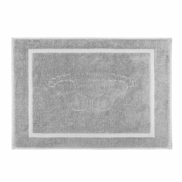 Cotton Terry Towel Bath Mat Home Line with Jacquard Footprints and Frame 50x70cm Light Grey 177343