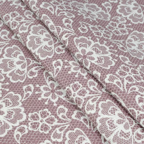 Cotton Waffle Pique Print  Lace Purple width 150cm (210g/m2) 165863
