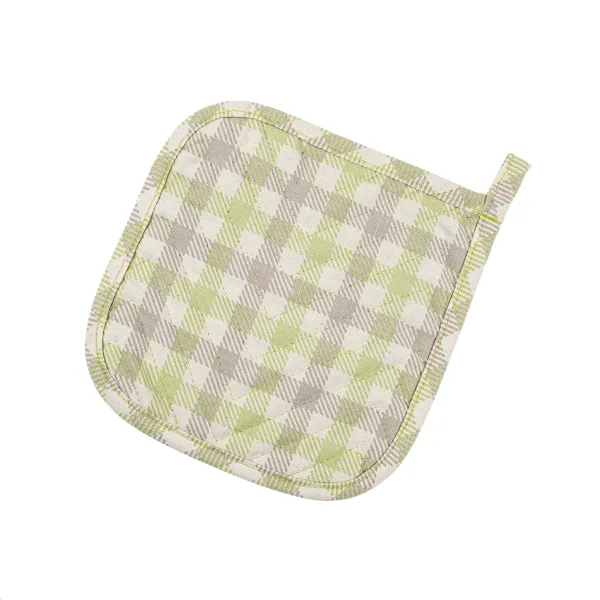 Cotton Canvas Pot Holder Home Line  Checkered Olive Beige 20x20cm 182482