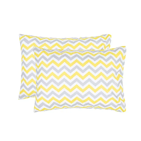 Set of 2 Cotton Pillowcases Home Line Zig Zag Grey Yellow 50x70 cm 173846
