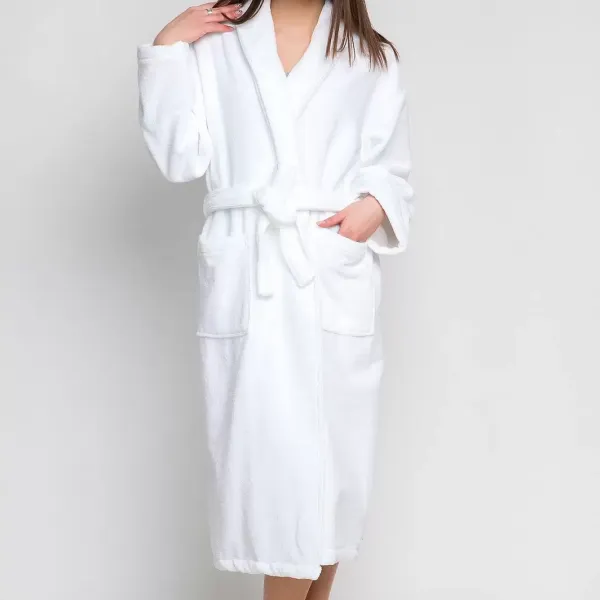 Cotton Terry Bathrobe with Shawl Collar Home Line White size XL  128873
